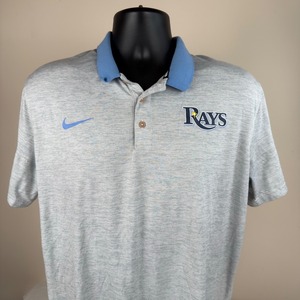 Nike Tampa Bay Rays MLB Polo Shirt Mens XL Gray Blue Heathered Performance Top